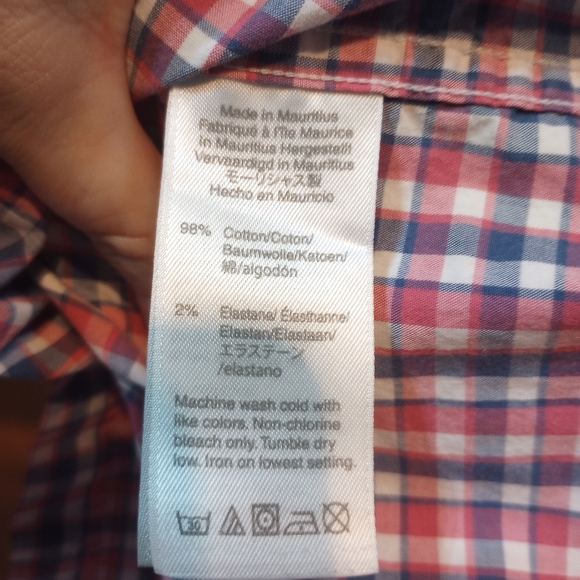 J Crew Button Down Pink & Blue Plaid Flex Wash Men's Slim Large - Picture 4 of 4